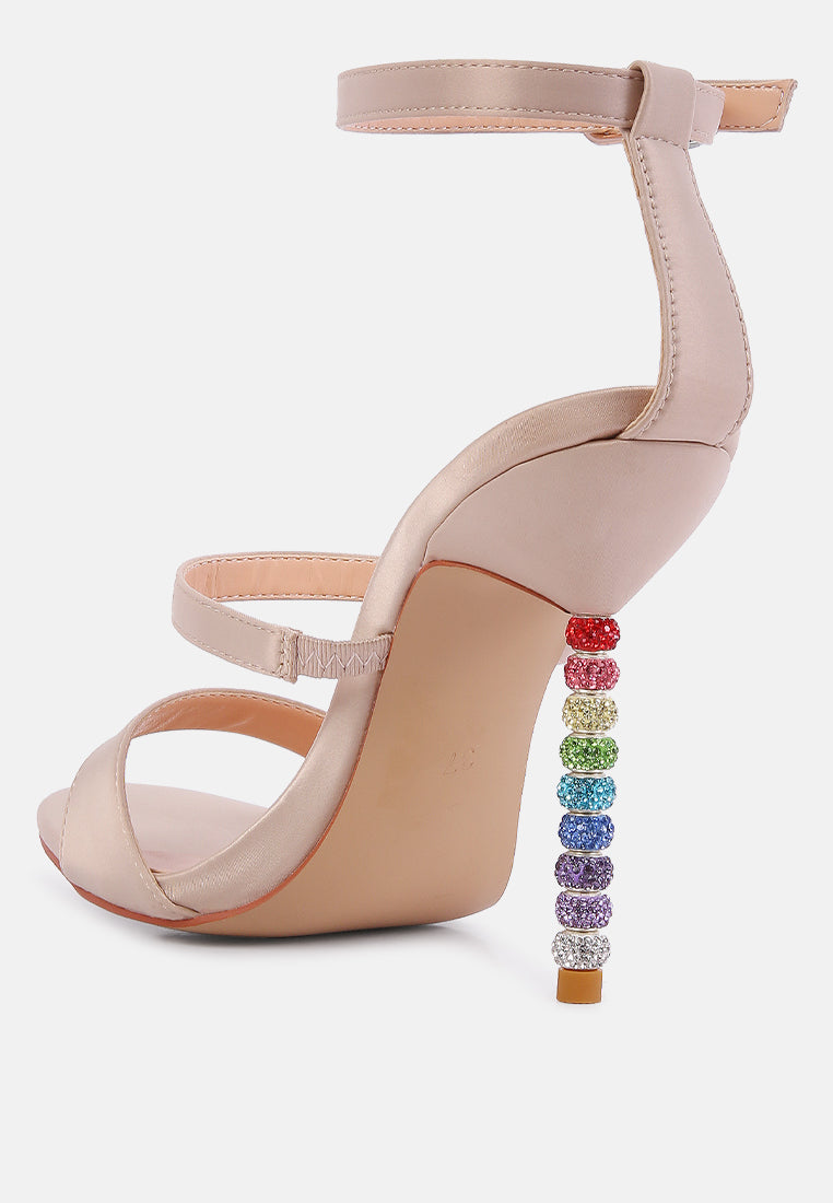 Lawsuit Rhinestone Ball Heel Satin Sandals