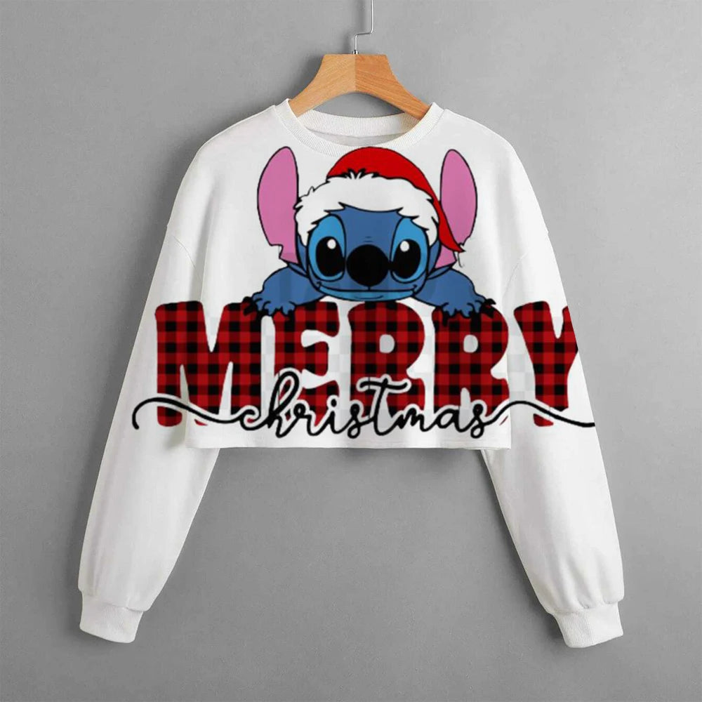 Kids Christmas New Kids Clothes Cartoon Disney Stitch Print Cute Birthday Party Costumes Girls Street Sports Hoodie Girls Tops