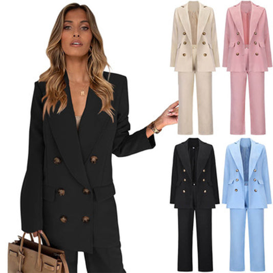 2021 New Arrival Women Jackets and Pants Suit Solid Color Office Lady Two Pieces Set Formal Blazer Coat & Pants Suit