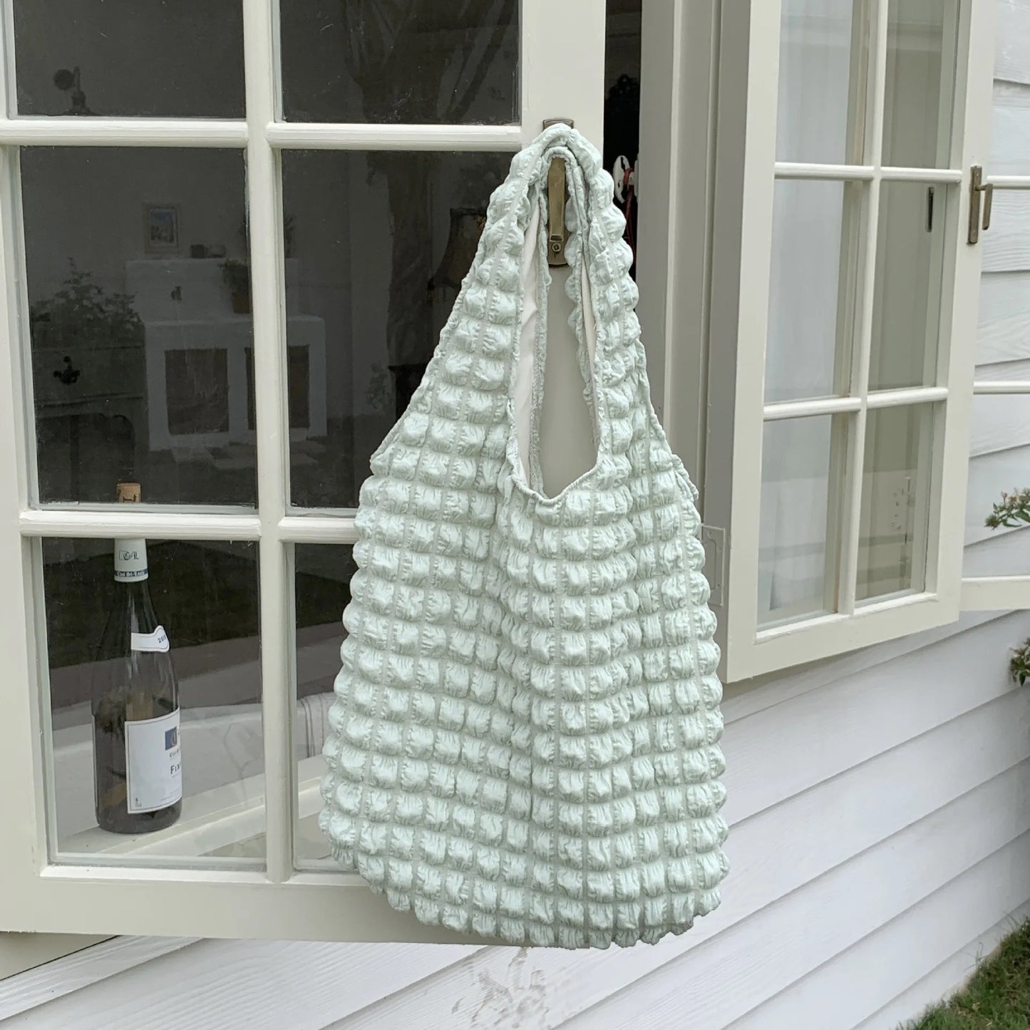 Women Cloud Bubbles Shoulder Bag Soft Cloth Fabric Cute Handbag Casual Tote Light Canvas Shopping Bags Female Cute Books Purse