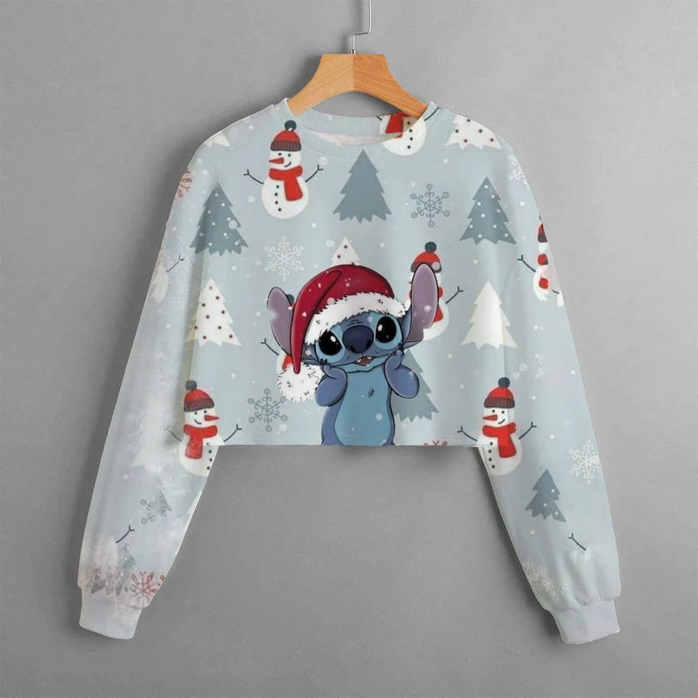 Kids Christmas New Kids Clothes Cartoon Disney Stitch Print Cute Birthday Party Costumes Girls Street Sports Hoodie Girls Tops